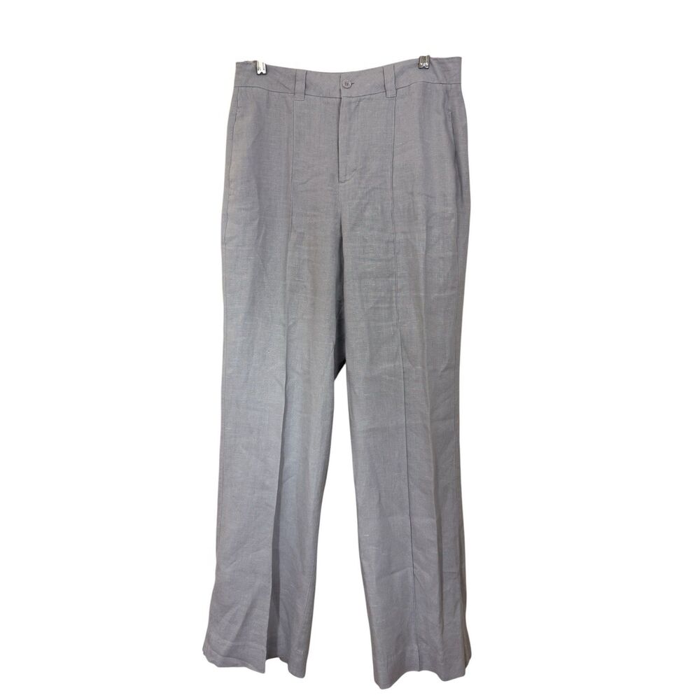 Alp n Rock Wide Leg Linen Trouser Pants Womens Size Medium Gray Coastal Career